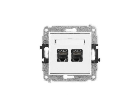 ICON Mechanizm gniazda komputerowego podwójnego 2xRJ45, kat. 7, ekranowane, 8-stykowy biały IGK-10