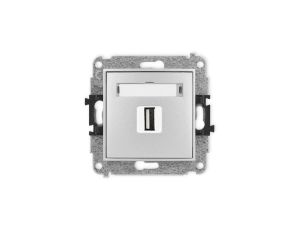 ICON Mechanizm gniazda pojedynczego USB A-A 2.0 srebrny metalik 7IGUSB-1