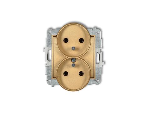 ICON Mechanizm gniazda podwójnego do ramki z uziemieniem 2x(2P+Z) (bez przesłon torów prądowych) złoty 29IGPR-2z