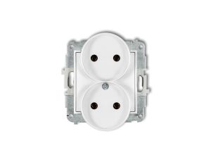 ICON Mechanizm gniazda podwójnego do ramki bez uziemienia 2x2P (bez przesłon torów prądowych) biały IGPR-2