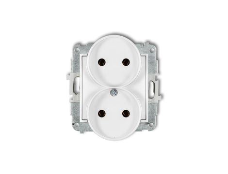 ICON Mechanizm gniazda podwójnego do ramki bez uziemienia 2x2P (bez przesłon torów prądowych) biały IGPR-2