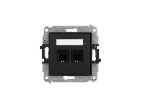 ICON Mechanizm gniazda telefonicznego podwójnego 2xRJ11, 4-stykowy, beznarzędziowe czarny mat 12IGT-2