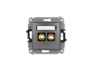 ICON Mechanizm gniazda głośnikowego pojedynczego (typu banan - czerwony i czarny, pozłacany, 4 mm2, skręcany) grafitowy 11IGG-4