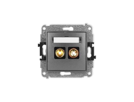 ICON Mechanizm gniazda głośnikowego pojedynczego (typu banan - czerwony i czarny, pozłacany, 4 mm2, skręcany) grafitowy 11IGG-4