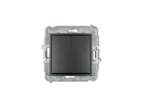 ICON Mechanizm łącznika jednobiegunowego ze schodowym (dwa klawisze bez piktogramów, wspólne zasilanie) grafitowy 11IWP-10.11