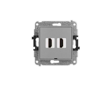 ICON Mechanizm gniazda podwójnego HDMI 2.0, bez pola opisowego szary mat 27IHDMIBO-4