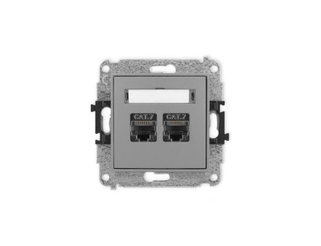 ICON Mechanizm gniazda komputerowego podwójnego 2xRJ45, kat. 7, ekranowane, 8-stykowy szary mat 27IGK-10