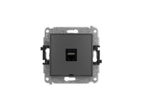 ICON Mechanizm gniazda komputerowego pojedynczego 1xRJ45, kat. 6A, 8-stykowy, bez pola opisowego grafitowy mat 28IGKBO-7