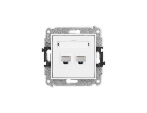 ICON Mechanizm gniazda komputerowego podwójnego 2xRJ45, kat. 6A, 8-stykowy biały IGK-8