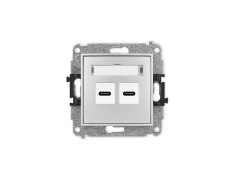 ICON Mechanizm ładowarki USB podwójnej 2xUSB C, 20W max. srebrny metalik 7ICUSB-7