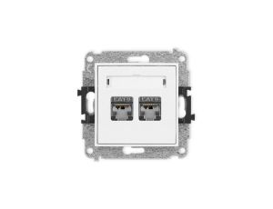ICON Mechanizm gniazda komputerowego podwójnego 2xRJ45, kat. 6, ekranowane, 8-stykowy biały IGK-6