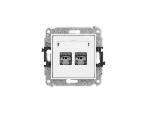 ICON Mechanizm gniazda komputerowego podwójnego 2xRJ45, kat. 6, ekranowane, 8-stykowy biały IGK-6