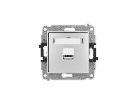 ICON Mechanizm ładowarki USB pojedynczej, 5V, 1A srebrny metalik 7ICUSB-1