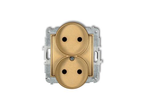 ICON Mechanizm gniazda podwójnego do ramki bez uziemienia 2x2P (przesłony torów prądowych) złoty 29IGPR-2p