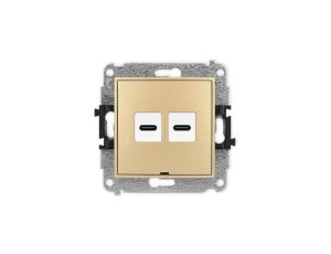 ICON Mechanizm gniazda podwójnego 2xUSB C-C, bez pola opisowego złoty 29IGUSBBO-8