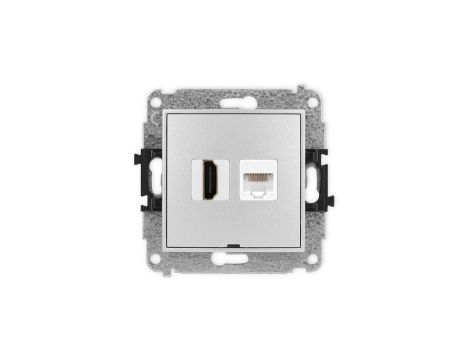 ICON Mechanizm gniazda poj. HDMI 2.0 + gniazda komp. poj. 1xRJ45, kat. 5e, 8-stykowy, bez pola opisowego srebrny metalik 7IGHKBO