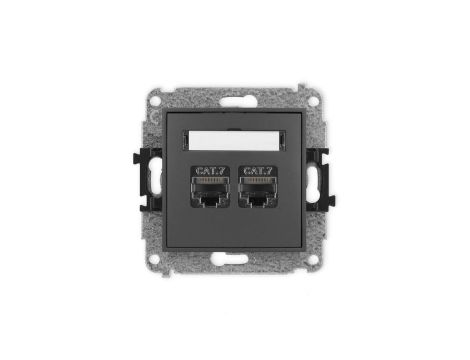 ICON Mechanizm gniazda komputerowego podwójnego 2xRJ45, kat. 7, ekranowane, 8-stykowy grafitowy mat 28IGK-10