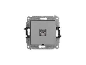 ICON Mechanizm gniazda komputerowego pojedynczego 1xRJ45, kat. 5e, ekranowane, 8-styk, bez pola opisowego szary mat 27IGKBO-1e