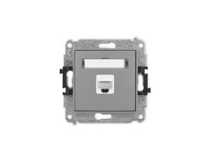ICON Mechanizm gniazda komputerowego pojedynczego 1xRJ45, kat. 6A, 8-stykowy szary mat 27IGK-7