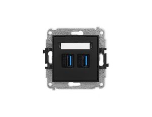 ICON Mechanizm gniazda podwójnego 2xUSB A-A 3.0 czarny mat 12IGUSB-6