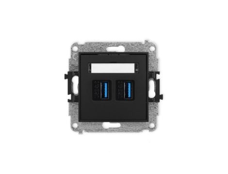 ICON Mechanizm gniazda podwójnego 2xUSB A-A 3.0 czarny mat 12IGUSB-6