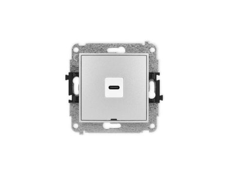 ICON Mechanizm gniazda pojedynczego 1xUSB C-C, bez pola opisowego srebrny metalik 7IGUSBBO-7
