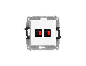 ICON Mechanizm gniazda głośnikowego podwójnego, bez pola opisowego biały mat 25IGGBO-2