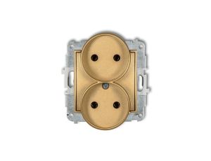 ICON Mechanizm gniazda podwójnego do ramki bez uziemienia 2x2P (bez przesłon torów prądowych) złoty 29IGPR-2