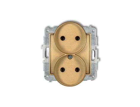 ICON Mechanizm gniazda podwójnego do ramki bez uziemienia 2x2P (bez przesłon torów prądowych) złoty 29IGPR-2