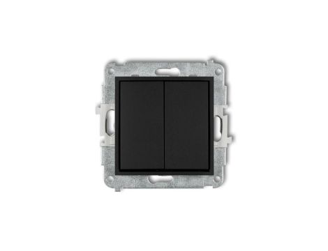 ICON Mechanizm łącznika jednobiegunowego ze schodowym (dwa klawisze bez piktogramów, osobne zasilanie) czarny mat 12IWP-10.21