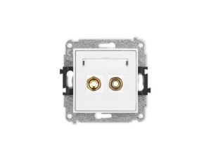 ICON Mechanizm gniazda głośnikowego pojedynczego (typu banan - czerwony i czarny, pozłacany, 4 mm2, skręcany) biały mat 25IGG-4