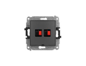 ICON Mechanizm gniazda głośnikowego podwójnego, bez pola opisowego grafitowy mat 28IGGBO-2