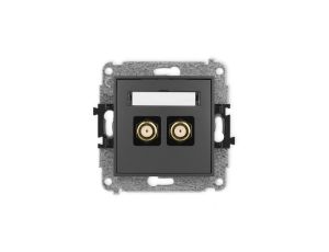 ICON Mechanizm gniazda antenowego podwójnego typu F (SAT) pozłacany grafitowy mat 28IGF-2.1