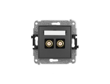 ICON Mechanizm gniazda antenowego podwójnego typu F (SAT) pozłacany grafitowy mat 28IGF-2.1