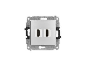 ICON Mechanizm gniazda podwójnego HDMI 2.0, bez pola opisowego srebrny metalik 7IHDMIBO-4