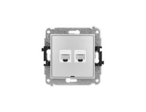 ICON Mechanizm gniazda komputerowego podwójnego 2xRJ45, kat. 6, 8-stykowy, bez pola opisowego srebrny metalik 7IGKBO-4