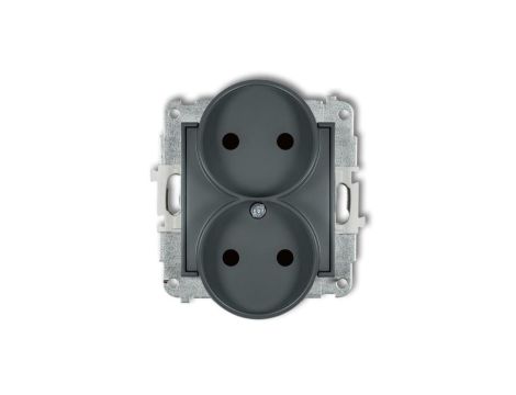 ICON Mechanizm gniazda podwójnego do ramki bez uziemienia 2x2P (przesłony torów prądowych) grafitowy mat 28IGPR-2p