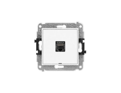 ICON Mechanizm gniazda komputerowego pojedynczego 1xRJ45, kat. 7, ekranowane, 8-stykowy, bez pola opisowego biały mat 25IGKBO-9