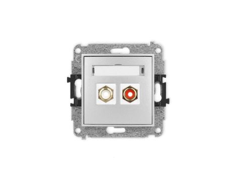 ICON Mechanizm gniazda podwójnego RCA (typu cinch - biały i czerwony, pozłacany) srebrny metalik 7IGRCA-2