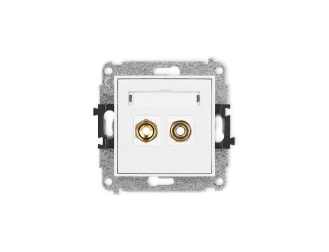 ICON Mechanizm gniazda głośnikowego pojedynczego (typu banan - czerwony i czarny, pozłacany, 4 mm2, skręcany) biały IGG-4