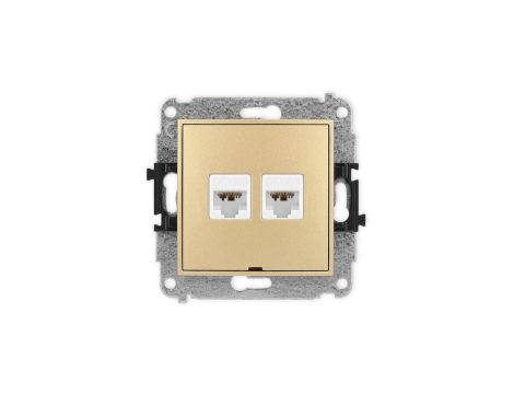 ICON Mechanizm gniazda komputerowego podwójnego 2xRJ45, kat. 6A, 8-stykowy, bez pola opisowego złoty 29IGKBO-8