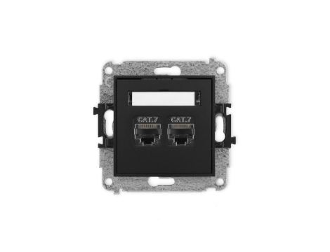ICON Mechanizm gniazda komputerowego podwójnego 2xRJ45, kat. 7, ekranowane, 8-stykowy czarny mat 12IGK-10