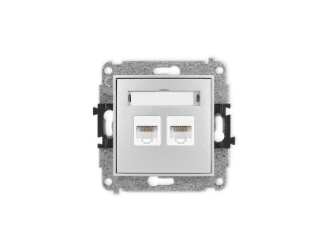 ICON Mechanizm gniazda komputerowego podwójnego 2xRJ45, kat. 5e, 8-stykowy srebrny metalik 7IGK-2
