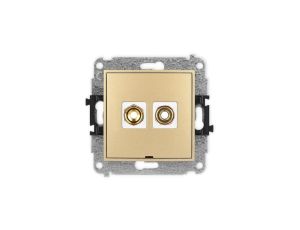 ICON Mechanizm gniazda głośnikowego poj., bez opisu (typu banan - czerwony i czarny, pozłacany, 4 mm2, skręcany) złoty 29IGGBO-4