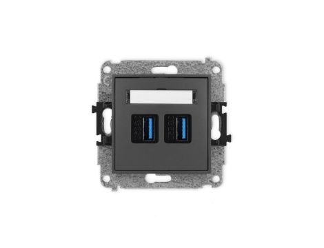 ICON Mechanizm gniazda podwójnego 2xUSB A-A 3.0 grafitowy mat 28IGUSB-6
