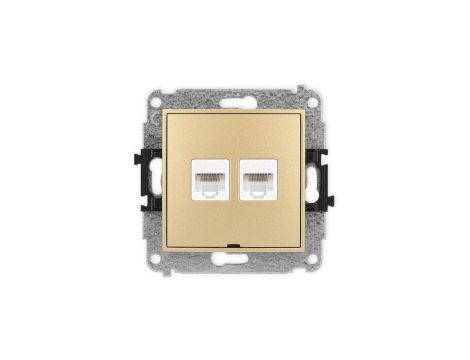 ICON Mechanizm gniazda komputerowego podwójnego 2xRJ45, kat. 5e, 8-stykowy, bez pola opisowego złoty 29IGKBO-2
