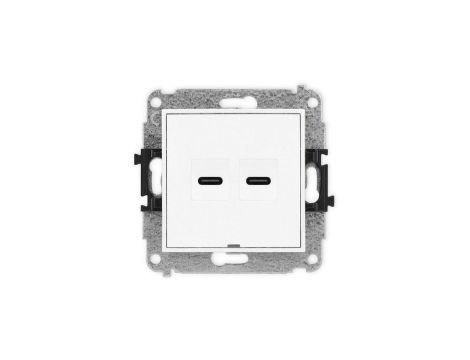ICON Mechanizm gniazda podwójnego 2xUSB C-C, bez pola opisowego biały IGUSBBO-8