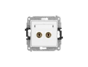 ICON Mechanizm gniazda głośnikowego pojedynczego (typu banan - czerwony i czarny, pozłacany, 4 mm2, do lutowania) biały IGG-3