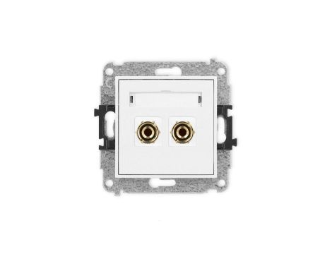 ICON Mechanizm gniazda głośnikowego pojedynczego (typu banan - czerwony i czarny, pozłacany, 4 mm2, do lutowania) biały IGG-3