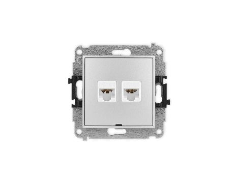 ICON Mechanizm gniazda komputerowego podwójnego 2xRJ45, kat. 6A, 8-stykowy, bez pola opisowego srebrny metalik 7IGKBO-8